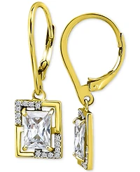 Giani Bernini Cubic Zirconia Baguette & Round Leverback Drop Earrings in 18k Gold-Plated Sterling Silver, Macy's Exclusive