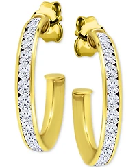 Giani Bernini Cubic Zirconia Channel Set Small Hoop Earrings, 0.75", Macy's Exclusive