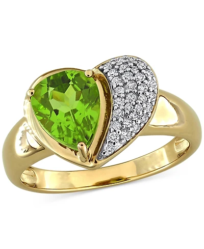 Peridot (1-5/8 ct. t.w.) & Diamond (1/6ct Heart Ring 10k Yellow Gold