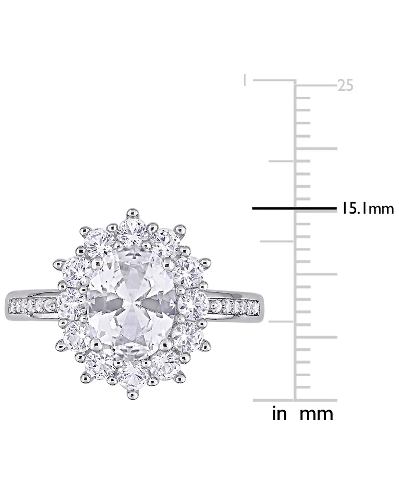 Gemstone & Diamond Accent Halo Ring Sterling Silver