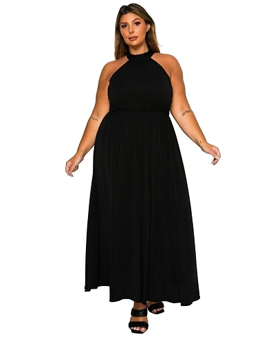L I V D Women's Plus Cassia Halter Neck Dress