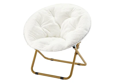 Cesicia Folding Faux Fur White with Gold Base 23" Chair