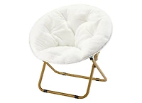 Cesicia Folding Faux Fur White with Gold Base 23" Chair