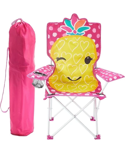 Cesicia Figural Pineapple Folding Kids Indoor Outdoor Beach Camp Chair with Portable Carry Case, Ages 6+