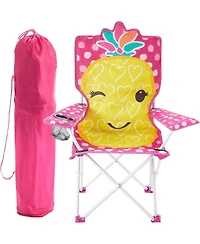 Cesicia Figural Pineapple Folding Kids Indoor Outdoor Beach Camp Chair with Portable Carry Case, Ages 6+