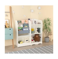 Cesicia 3 Tier Bookshelf for Kids, Fabric Toddler Bookcase Book Shelf for Kids Rooms, Bedroom, Playroom, Nursery, Toy Storage Organizer