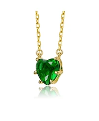 Rachel Glauber Heart-Shaped Colored Cubic Zirconia Solitaire Necklace