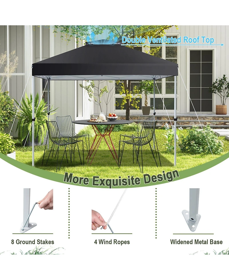 Gymax 2-Tier 10' x 10' Pop-up Canopy Tent Instant Gazebo Adjustable Carry Bag w/ Wheel