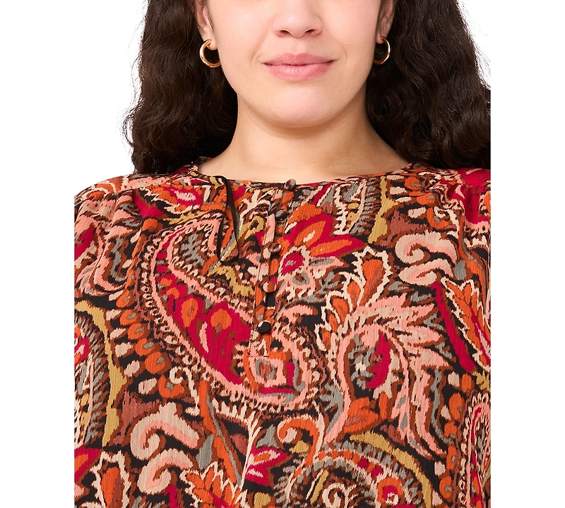 Msk Plus 3/4-Sleeve Chiffon Midi Dress