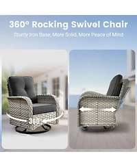 Xizzi Outdoor Patio Furniture Set,8 Pieces Rattan Sectional Cozy Sofa,Patio Conversation Sets with Swivel Chairs and Solar Coffee Table