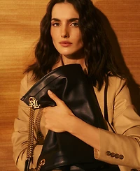 Lauren Ralph Pebbled Leather Large Bradley Tote Bag