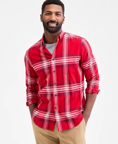 Club Room Men's Plaid Brushed Cotton Button-Down Shirt, Macy's Exclusive