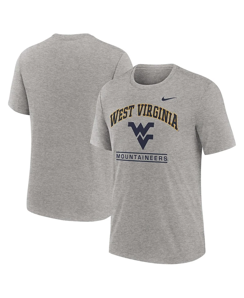 Nike Men's Heather Gray West Virginia Mountaineers Arch Over Logo Tri-Blend T-Shirt