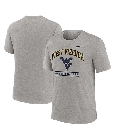 Nike Men's Heather Gray West Virginia Mountaineers Arch Over Logo Tri-Blend T-Shirt