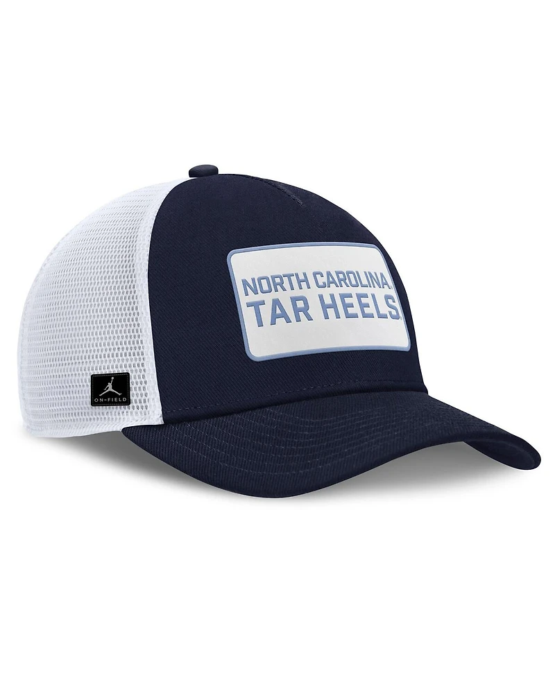 Jordan Men's Navy/White North Carolina Tar Heels 2025 On-Field Rise Patch Trucker Adjustable Hat