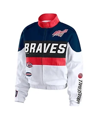 Wear by Erin Andrews Women's Navy/White Atlanta Braves Racing Full-Zip Jacket