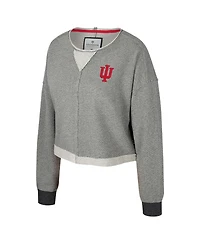 Colosseum Women's Charcoal Indiana Hoosiers Magnum Scoop Neck Cropped Pullover Sweatshirt