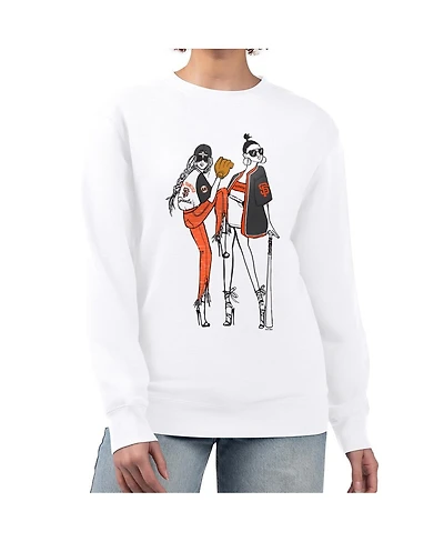 G-iii 4Her by Carl Banks Women's White San Francisco Giants Baseball Girls Fleece Pullover Sweatshirt