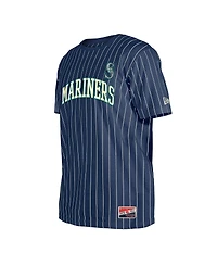 New Era Men's Navy Seattle Mariners Throwback Pinstripe T-Shirt