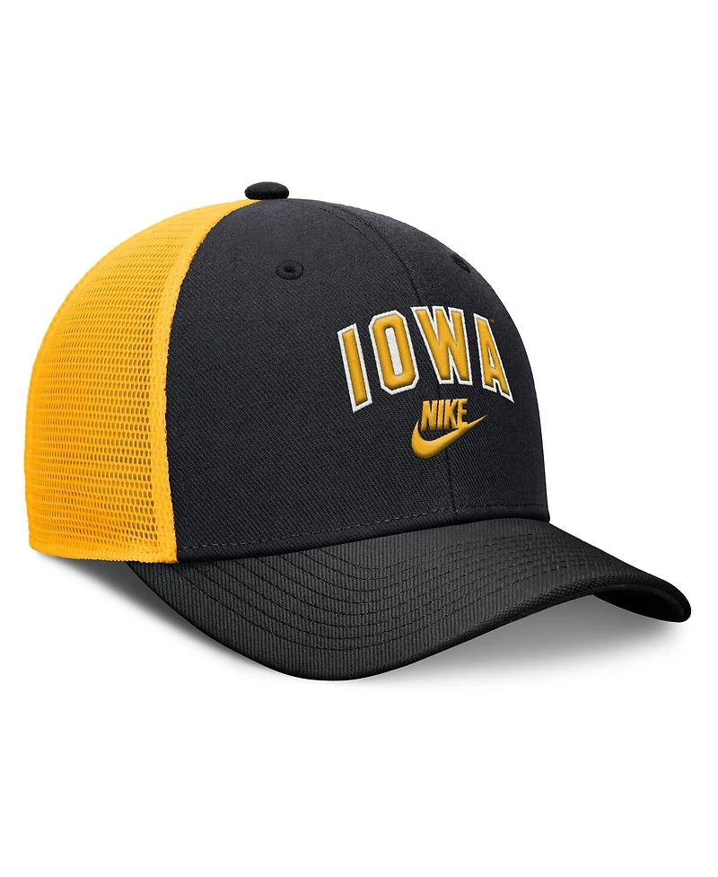 Nike Men's Black/Gold Iowa Hawkeyes Legacy Arch Rise Performance Trucker Adjustable Hat