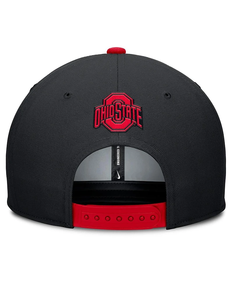 Nike Men's Black/Scarlet Ohio State Buckeyes 2025 Sideline Campus Pro Local Snapback Hat