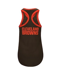 G-iii 4Her by Carl Banks Women's Brown Cleveland Browns Tater Burnout Scoop Neck Tank Top