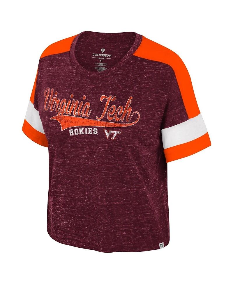 Colosseum Women's Maroon Virginia Tech Hokies Ruth Color Block Scoop Neck T-Shirt