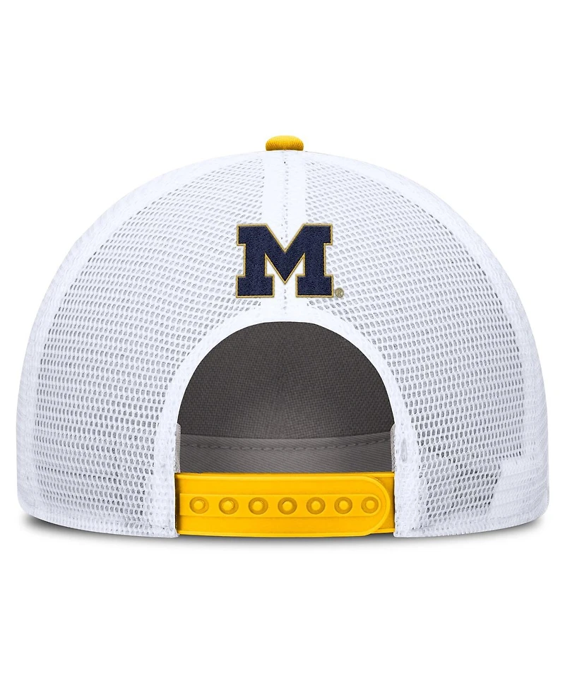 Jordan Men's Maize/White Michigan Wolverines 2025 On-Field Rise Patch Trucker Adjustable Hat