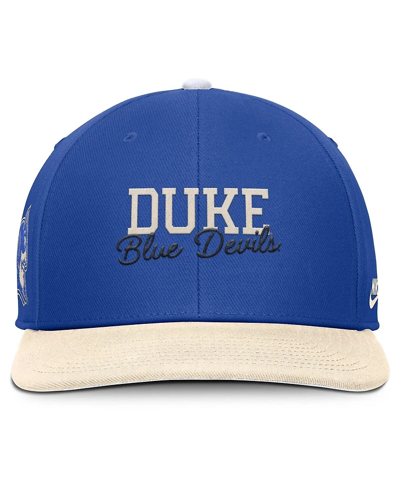 Nike Men's Royal/Cream Duke Blue Devils Pro Legacy Script Snapback Hat
