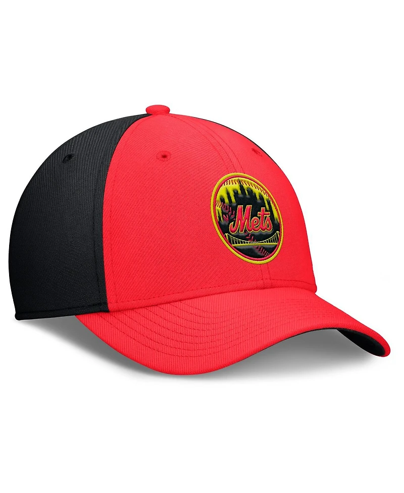 Nike Men's Crimson/Black New York Mets Neon 90s Rise Swoosh Flex Hat