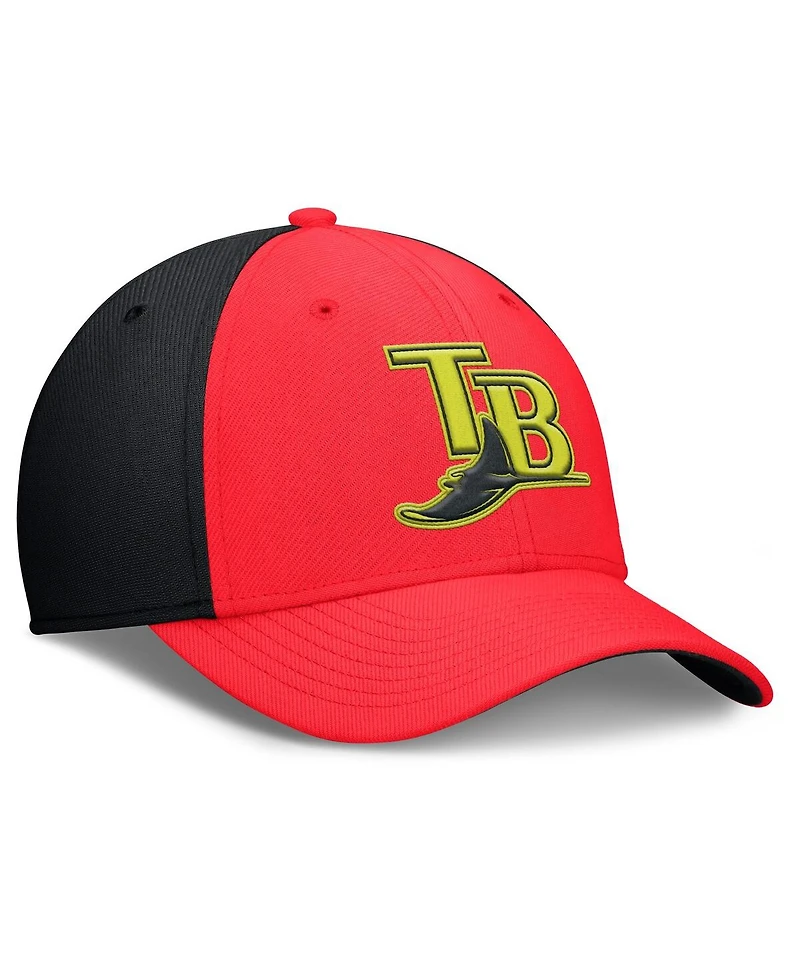 Nike Men's Crimson/Black Tampa Bay Rays Neon 90s Rise Swoosh Flex Hat
