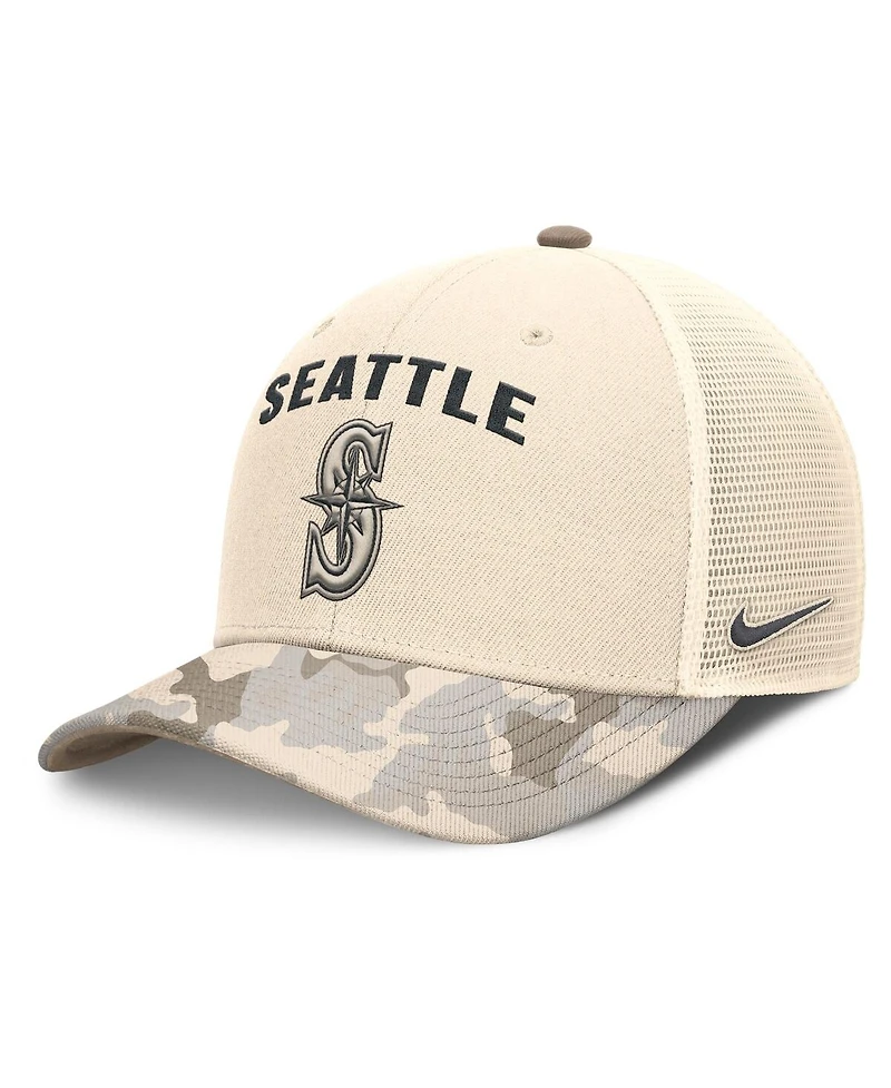 Nike Men's Natural Seattle Mariners Camo Natural Pack Rise Adjustable Trucker Hat