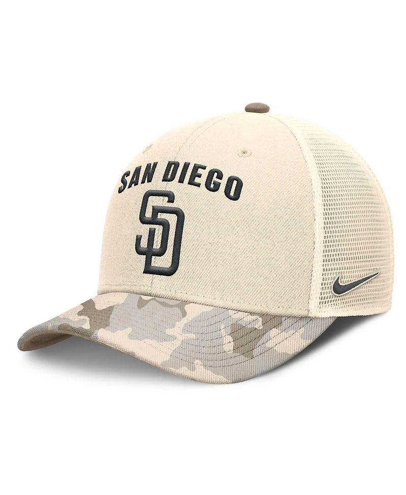 Nike Men's Natural San Diego Padres Camo Natural Pack Rise Adjustable Trucker Hat