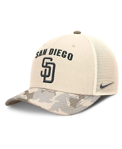 Nike Men's Natural San Diego Padres Camo Natural Pack Rise Adjustable Trucker Hat