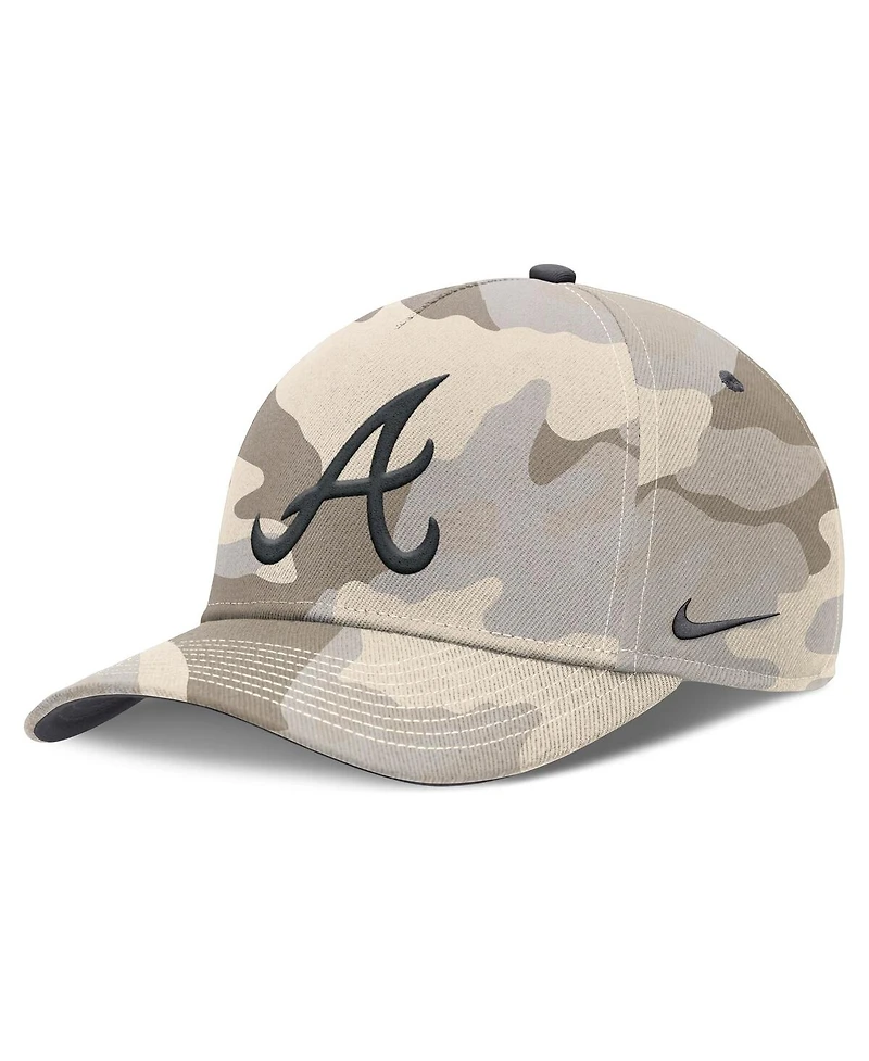 Nike Men's Natural Atlanta Braves Camo Pack Rise Adjustable Hat