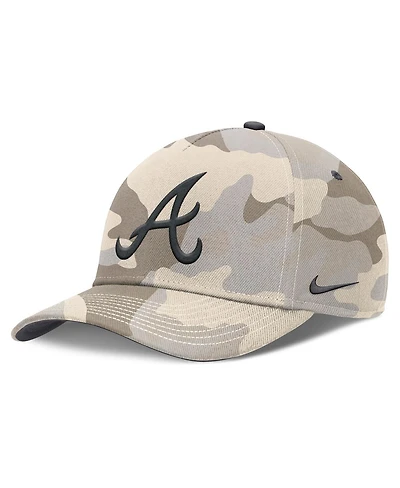 Nike Men's Natural Atlanta Braves Camo Pack Rise Adjustable Hat