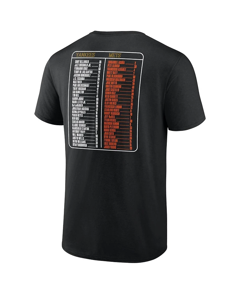 Fanatics Men's Black New York Yankees vs. Mets 2025 Subway Series Roster T-Shirt