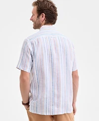 Club Room Men's Short-Sleeve Macro Striped Linen Shirt, Macy's Exclusive