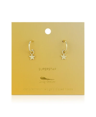 Lucky Feather Hoops with Drop - Star