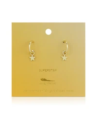 Lucky Feather Hoops with Drop - Star