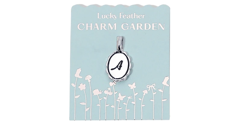 Lucky Feather Charm Garden - Silver - Scalloped Initial Charm