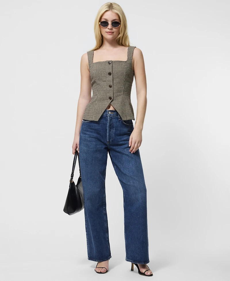 French Connection Women's Houndstooth Square-Neck Top
