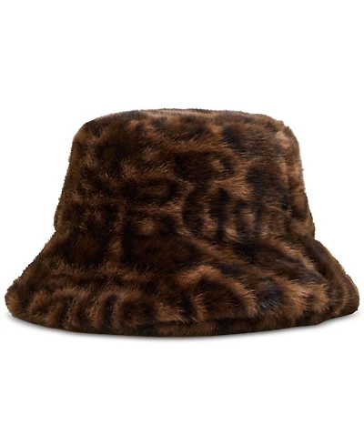 Steve Madden Zoe Leopard Print Faux Fur Bucket Hat
