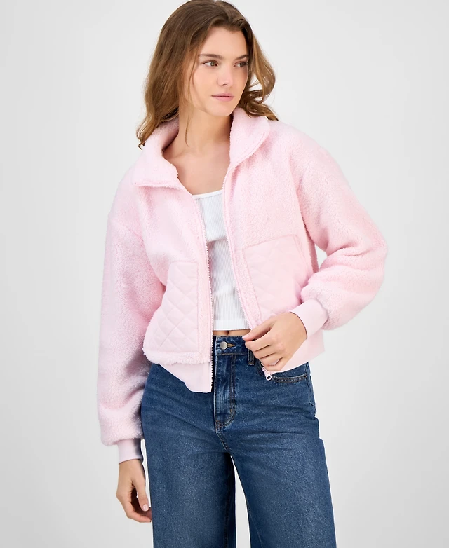 Hippie Rose Juniors' Full-Zip Teddy Fleece Jacket Connecticut