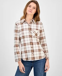 Just Polly Juniors' Plaid Knit Shirt