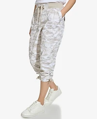 Dkny Women's Convertible Capri Cotton Poplin Cargo Pants