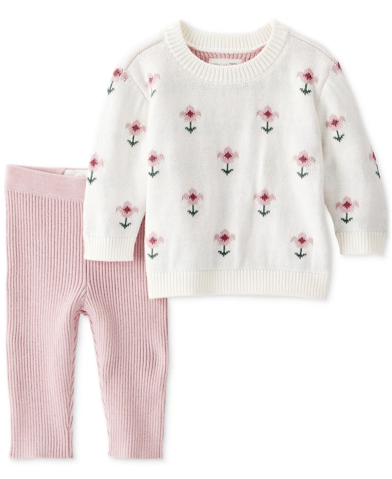 Carter's Baby Girls 2-Piece Floral Sweater-Knit Top and Knit Leggings Set