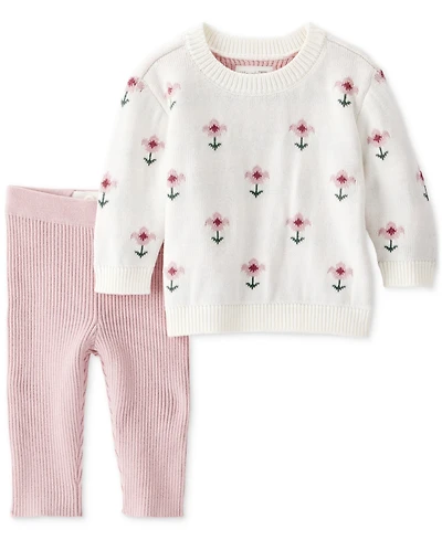 Carter's Baby Girls 2-Piece Floral Sweater-Knit Top and Knit Leggings Set