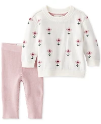 Carter's Baby Girls 2-Piece Floral Sweater-Knit Top and Knit Leggings Set