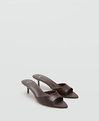 Mango Women's Kitten Heel Leather Sandals
